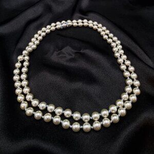 Rare Find Vintage 1990s NOLAN MILLER Signed Long Faux Pearl Necklace